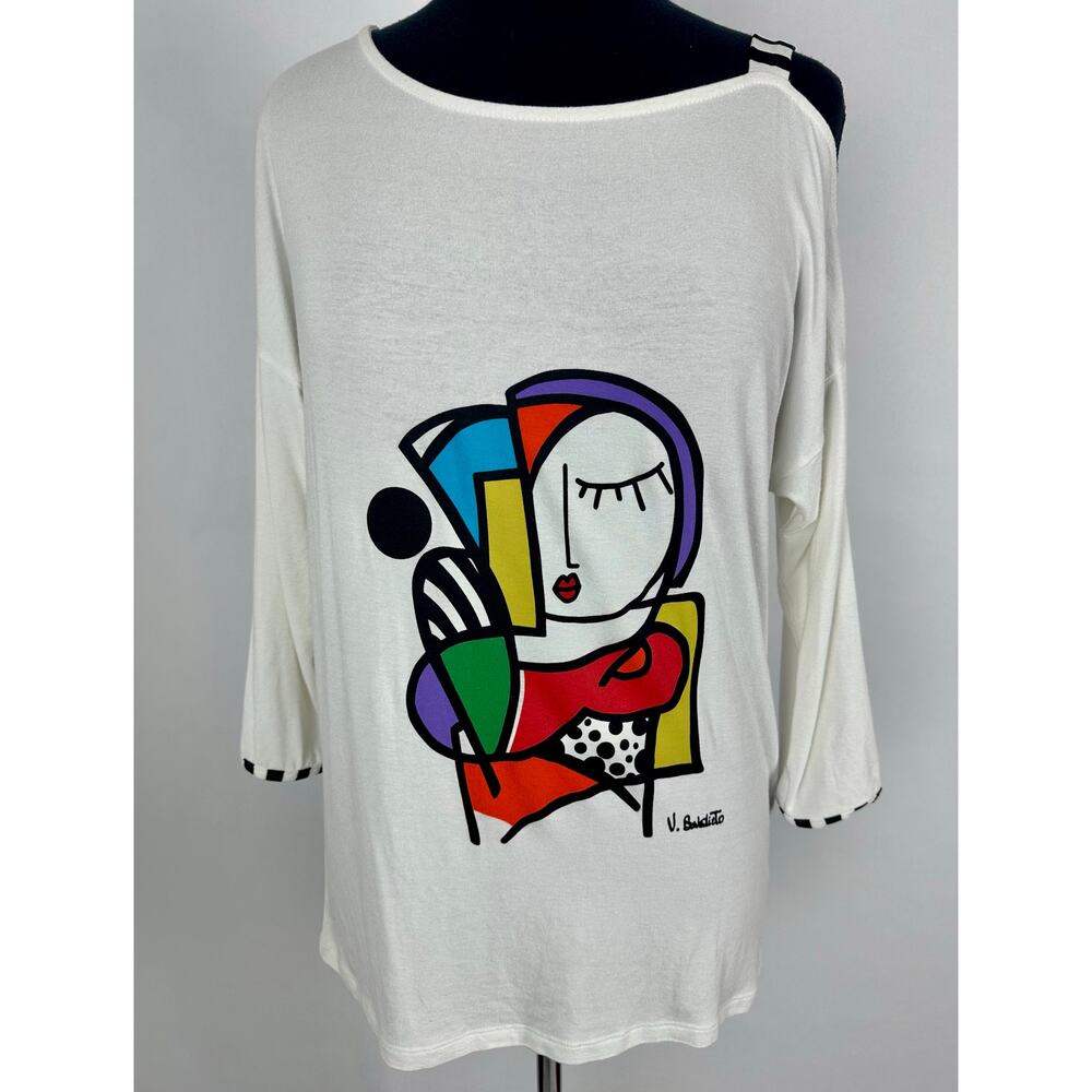 Simply Art By Dolcezza Top Size Small Cubist Modern Woman Art to Wear Abstract